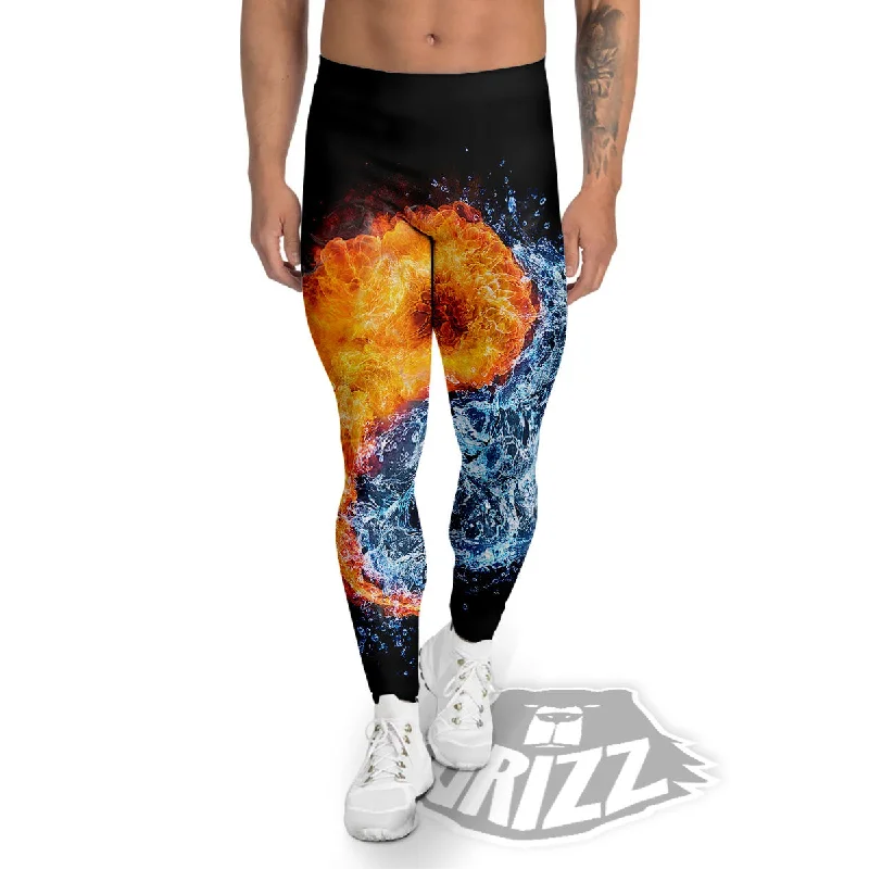 Closeout Yin Yang Water And Fire Print Men's Leggings