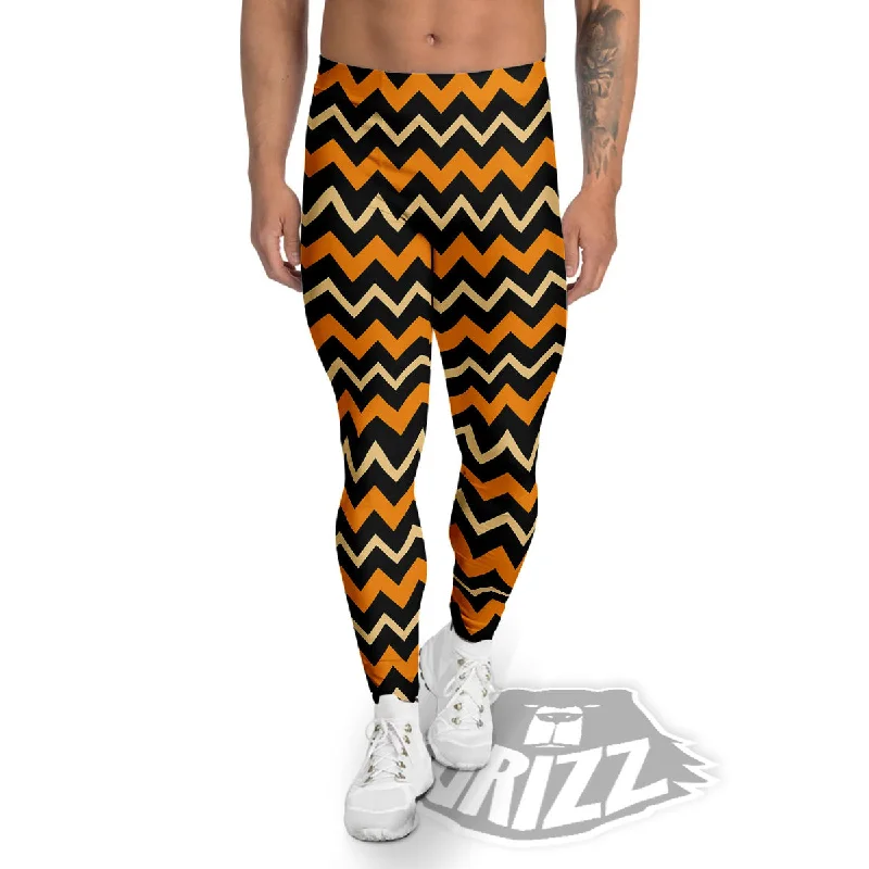 Closeout Sale Zigzag Halloween Print Pattern Men's Leggings