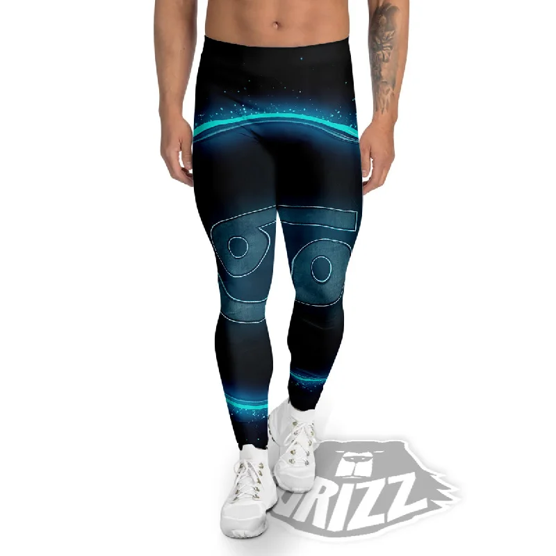 Quick Sale Zodiac Sign Blue Cancer Print Men's Leggings