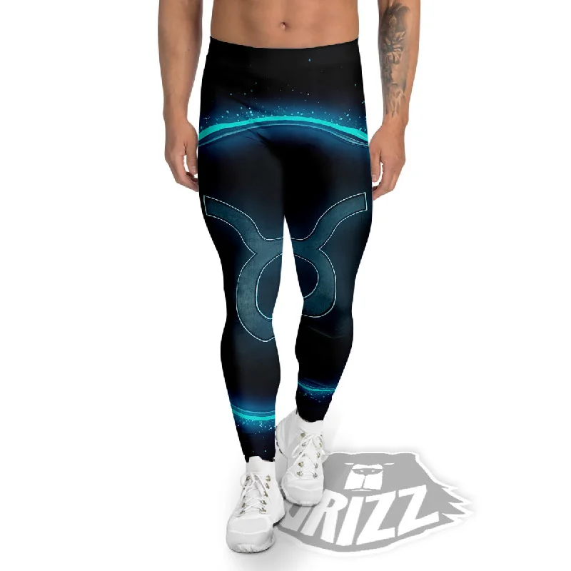 Deep Discounts Zodiac Sign Blue Taurus Print Men's Leggings