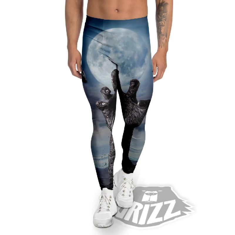Price Drop Zombie Hands Halloween Print Men's Leggings