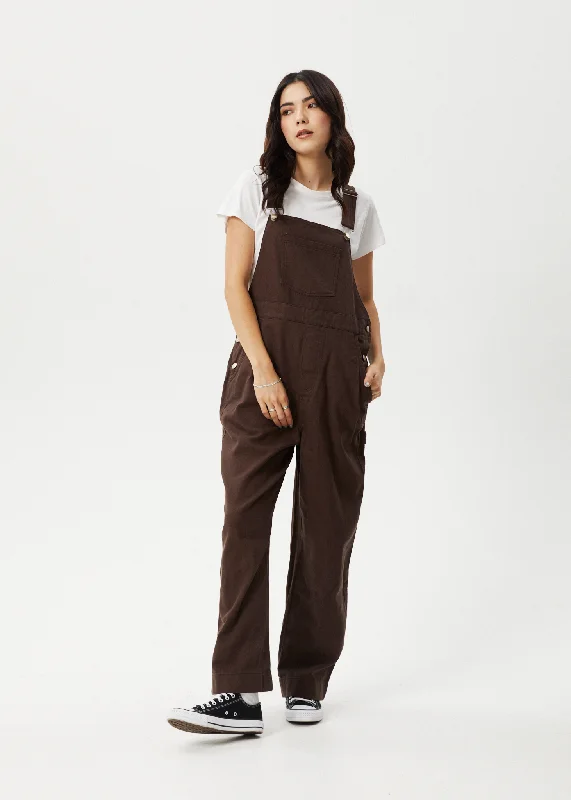 Hurry In AFENDS Womens Louis - Oversized Overalls - Coffee