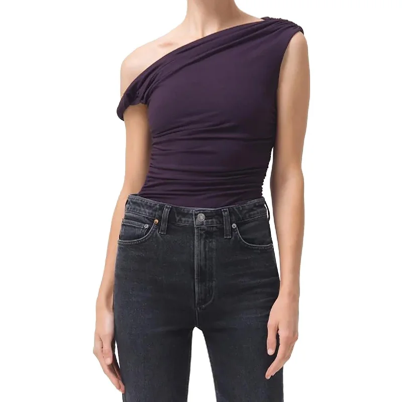 Epic Deals Agolde Womens Asymmetrical Ruched Bodysuit