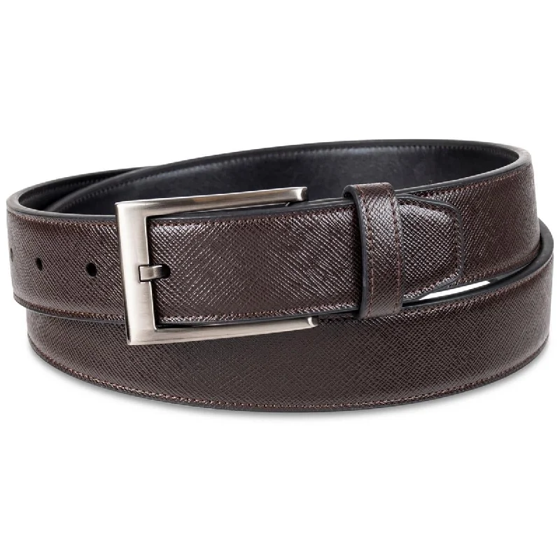 Weekend Deal Alfani Mens Faux Leather Textured Dress Belt