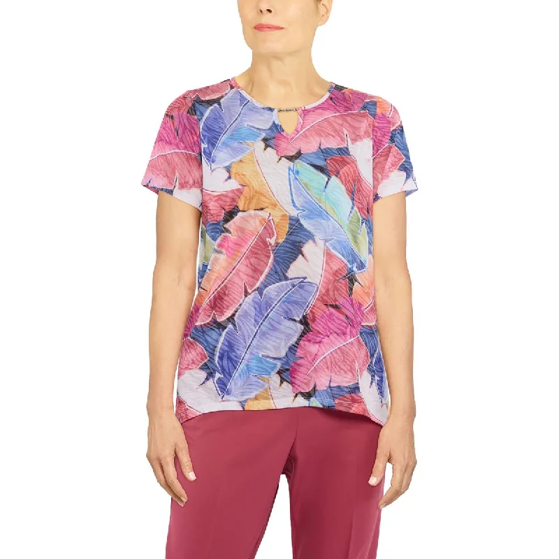 Special Price Alfred Dunner Womens Printed Keyhole Neck Pullover Top
