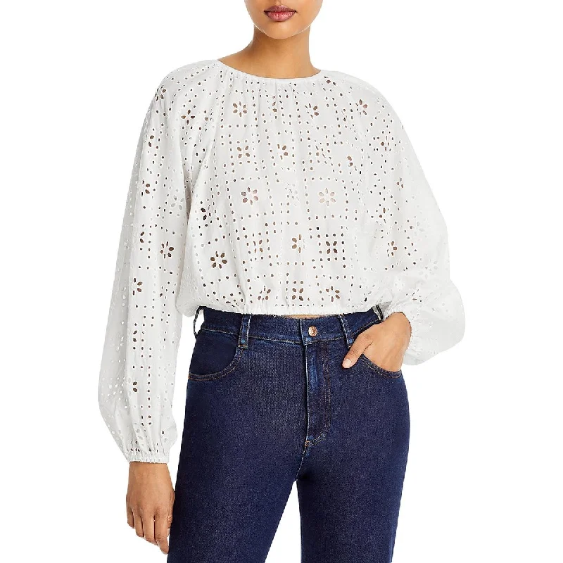 Huge Discounts Aqua Womens Cropped Eyelet Blouse