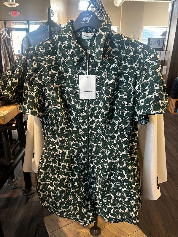 Today's Special Aureum Pleated Twill Romper - Green