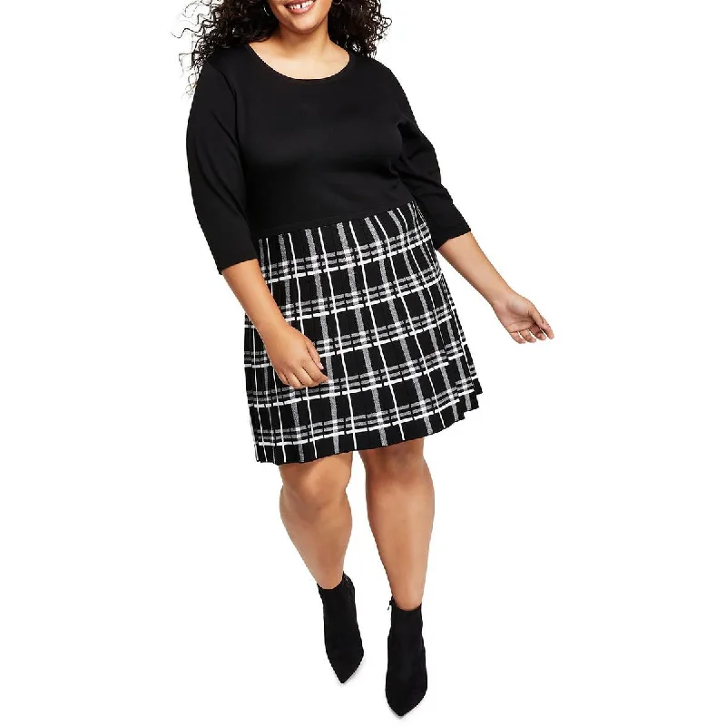 Super Deal BCX Womens Plus Plaid Above Knee Sweaterdress