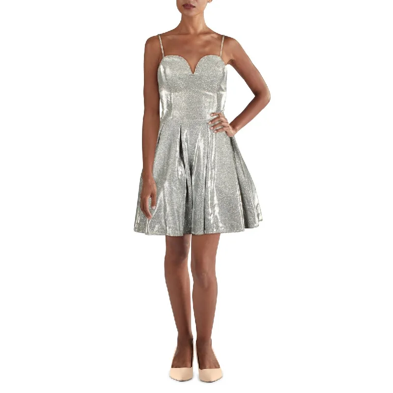 Overstock Bee Darlin Womens Juniors Shimmer Mini Fit & Flare Dress