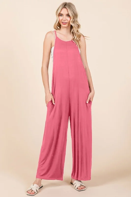 Low Prices Culture Code Full Size Sleeveless Wide Leg Jumpsuit with Pockets