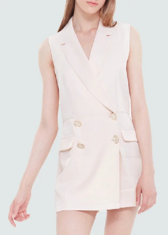 Limited Availability Tailored Blazer Romper in Pearl Gold
