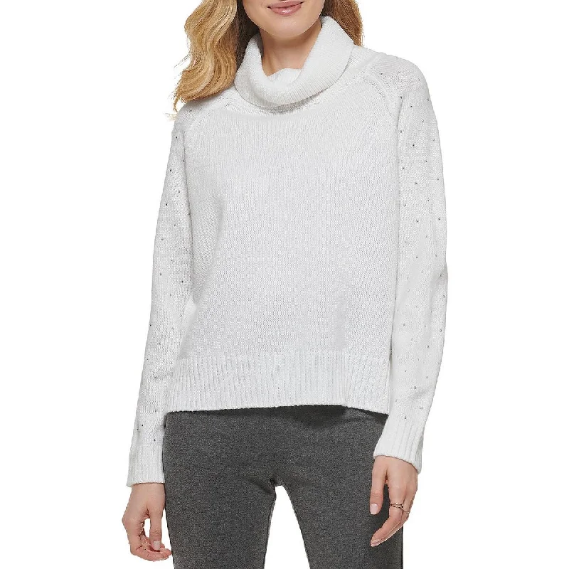 Buy Now DKNY Womens Knit Studded Turtleneck Sweater