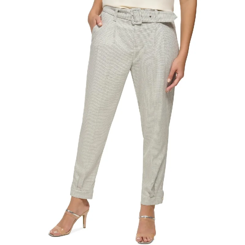 Limited Availability DKNY Womens Plaid High Rise Straight Leg Pants