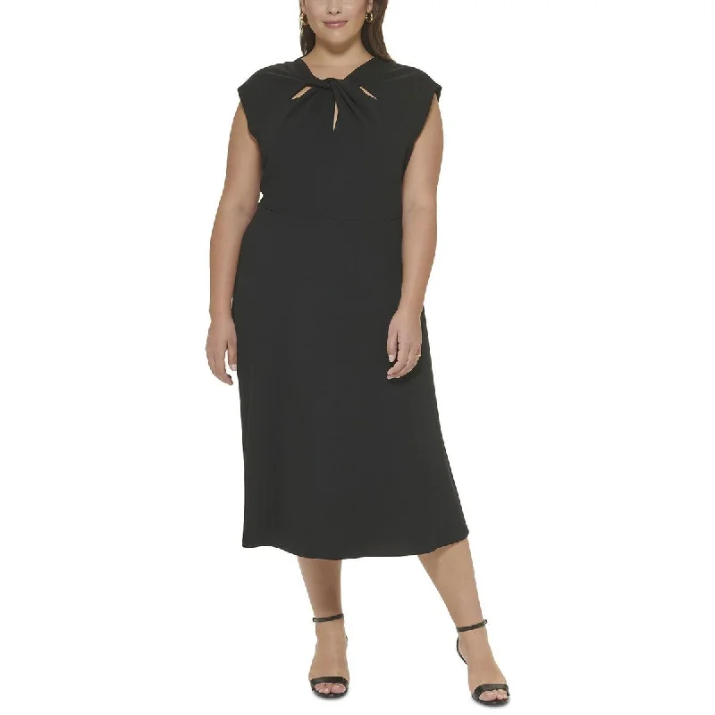 Stock Clearance DKNY Womens Plus Crepe Cut-Out Sheath Dress