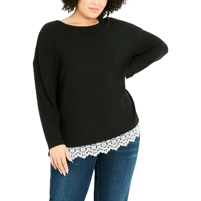 Weekend Special Evans Womens Plus Lace Hem Casual Blouse