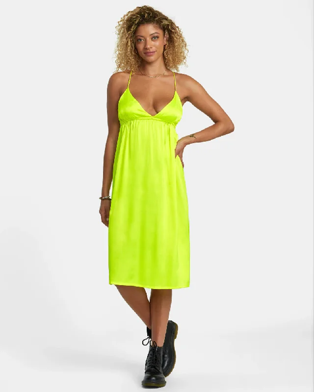 While Supplies Last Faded Midi Dress - Neon Yellow