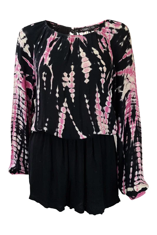 Stock Up and Save GYPSY GLOBAL VILLAGE Tie Dye Black Pink Playsuit (S)