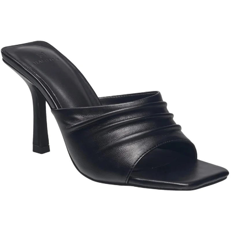Midnight Madness H Halston Womens Luanda Vegan Leather Slip-On Heels