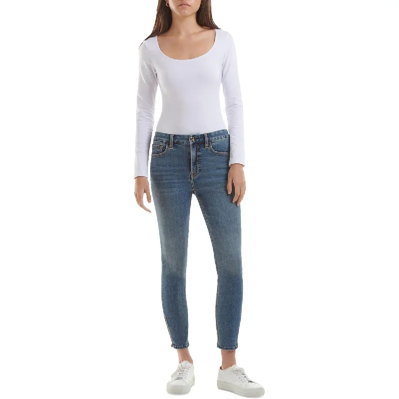 Final Clearance Jen7 by 7 for All Mankind Womens Plus Whiskered Front Zipper Hem Skinny Jeans