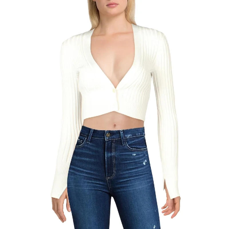 Discount Deals Jonathan Simkhai Womens Ribbed Solid Crop Sweater