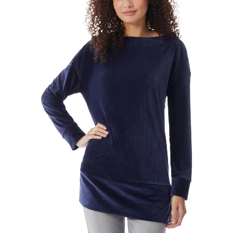 New Markdowns Jones New York Womens Stretch Cord Zip Shoulder Pullover Top