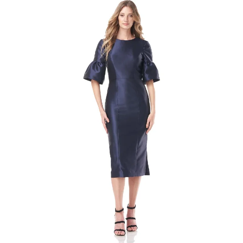 Final Markdown Kay Unger New York Womens Tessie Satin Midi Cocktail and Party Dress