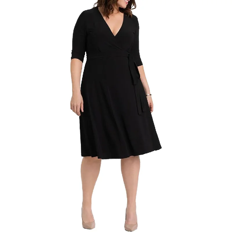 Price Drop Kiyonna Womens Plus Jersey Tie Front Wrap Dress