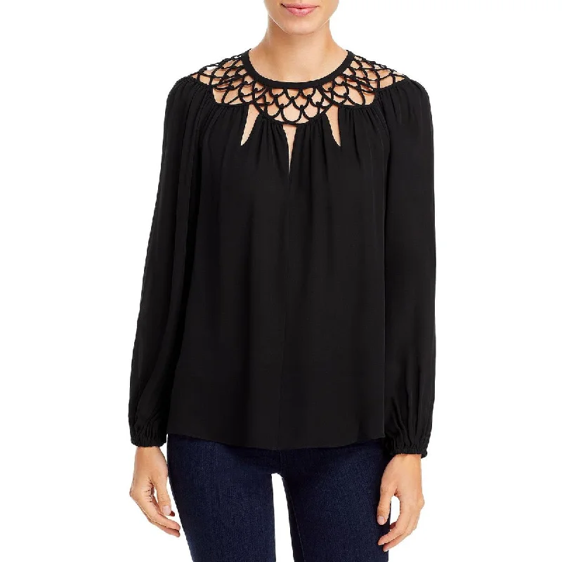 Savings Bonanza Kobi Halperin Womens Tereza Silk Open Stitch Blouse