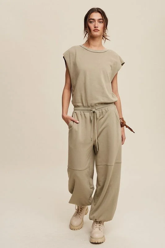 Markdowns Listicle Athleisure French Terry Loose Jogger Jumpsuit