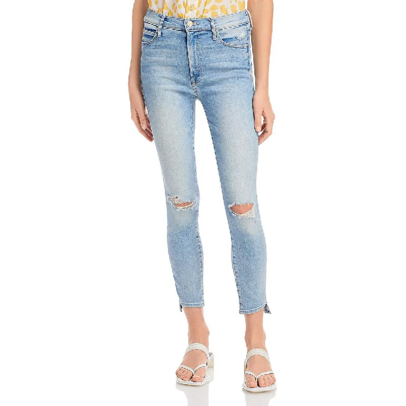 Quick Sale Mother Womens Distressed Frayed-Hem Ankle Jeans