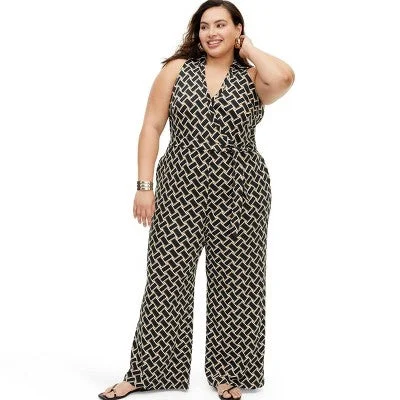Fantastic Deals New - Women's Collared Sleeveless Vintage Weave Neutral Jumpsuit - DVF 3X