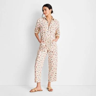 Massive Deals New - Future Collective Jenny K Lopez Women's Long Sleeve Boilersuit Jumpsuit, Floral