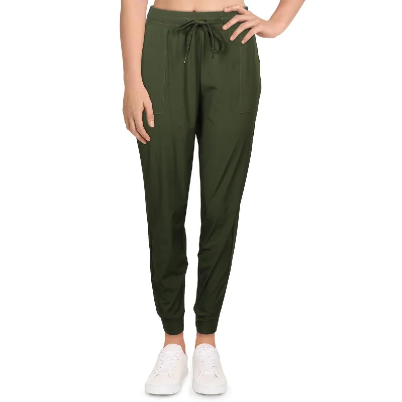 Price Drop Nicole Miller Sport Women's Woven Contrast Trim Activewear Fitness Jogger Pants