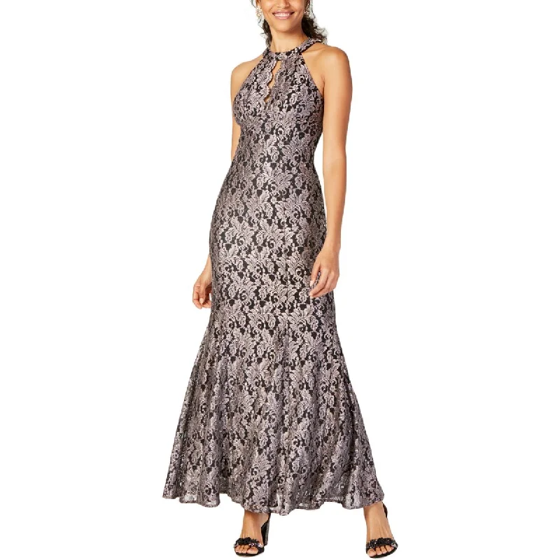 Great Deals Nightway Womens Petites Glitter Lace Evening Dress