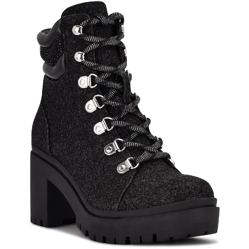 Super Bargain Nine West Womens Qwork Faux Leather Lugged Soul Motorcycle Boots
