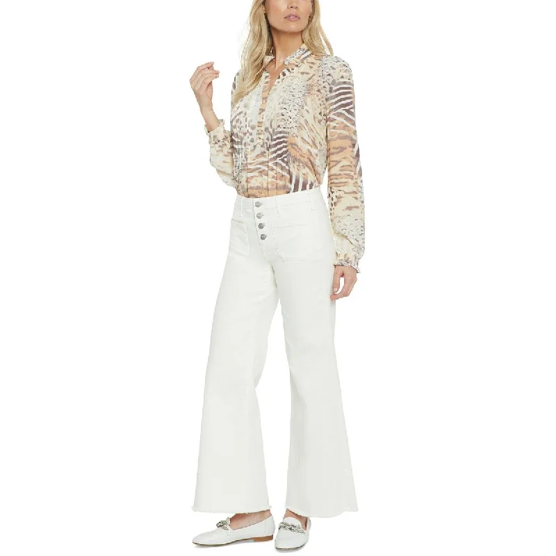 New Arrival NYDJ Womens Four-Button Denim Wide Leg Jeans