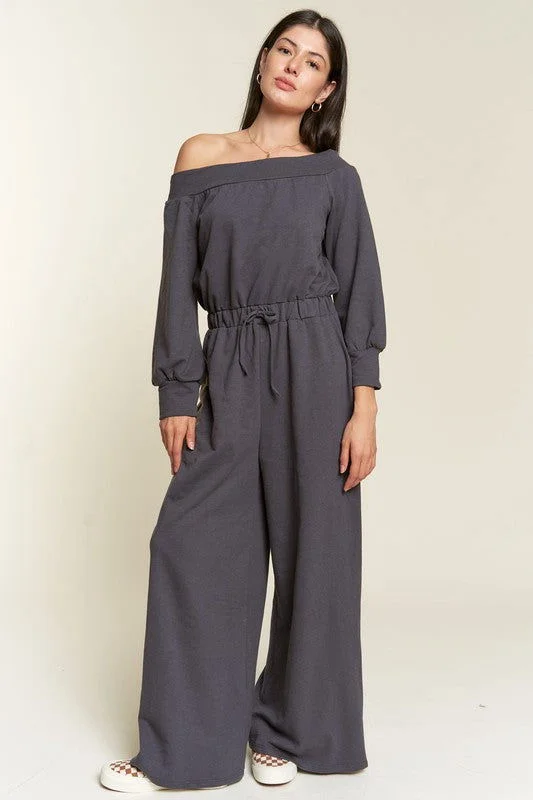 Reduced Prices One Shoulder Terry Jumpsuit Plus