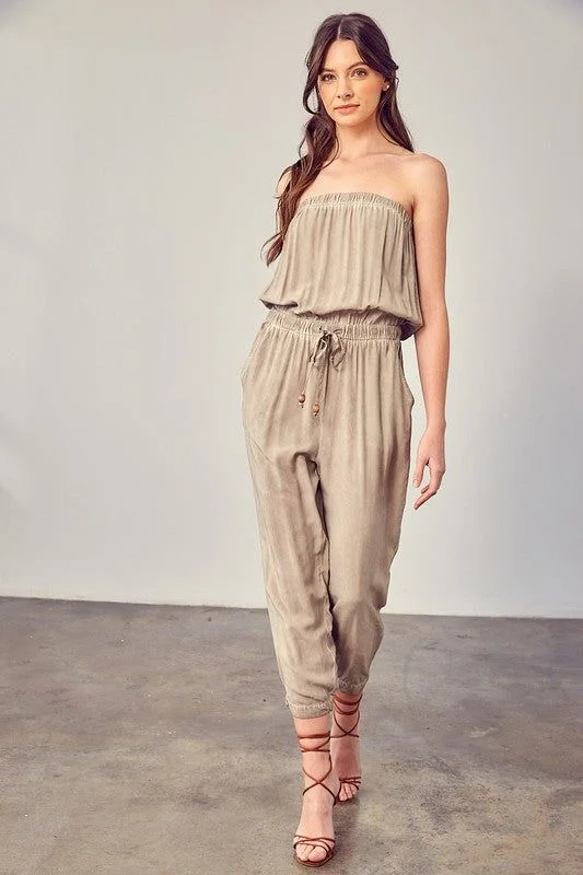 Extra Savings Raw Edge Detail Tube Jumpsuit
