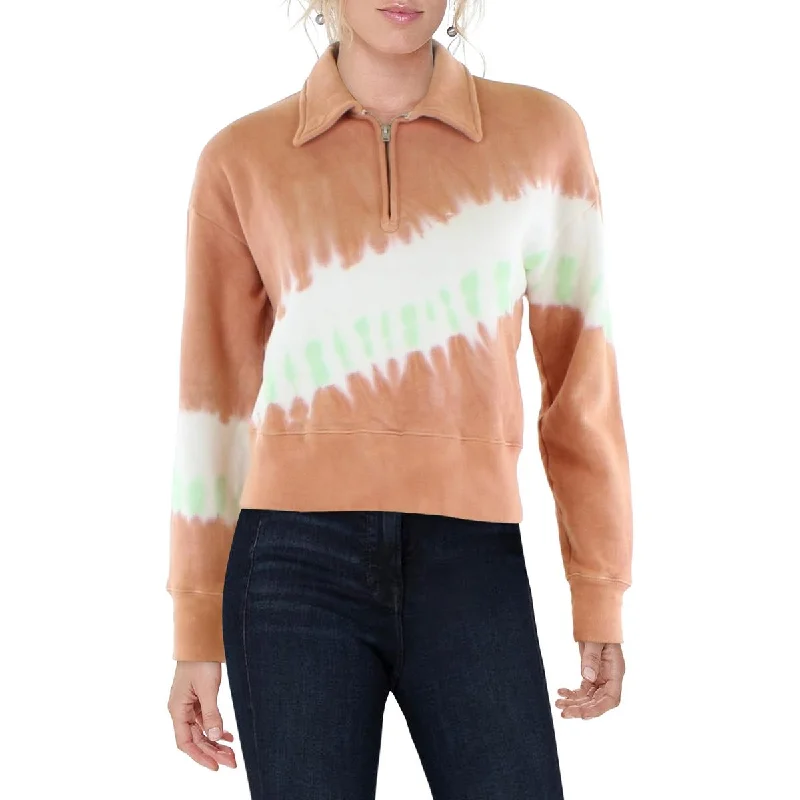 Daily Deals RE/DONE Womens 70s Tie-Dye 1/2 Zip Sweatshirt