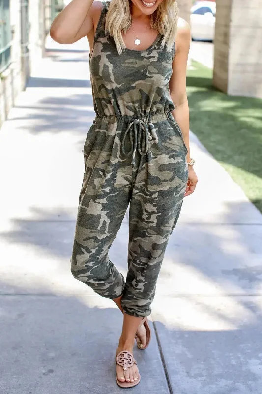 Unbeatable Prices Sleeveless Drawstring Elasitic Waist Romper Pajama Jumpsuit