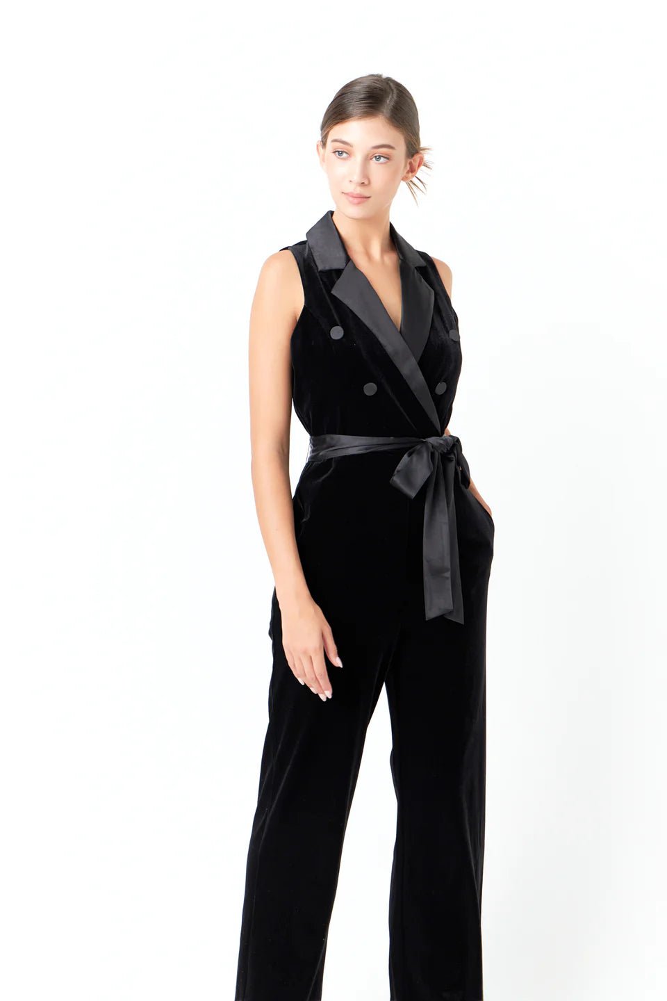 Great Deals Sleeveless Velvet Jumpsuit