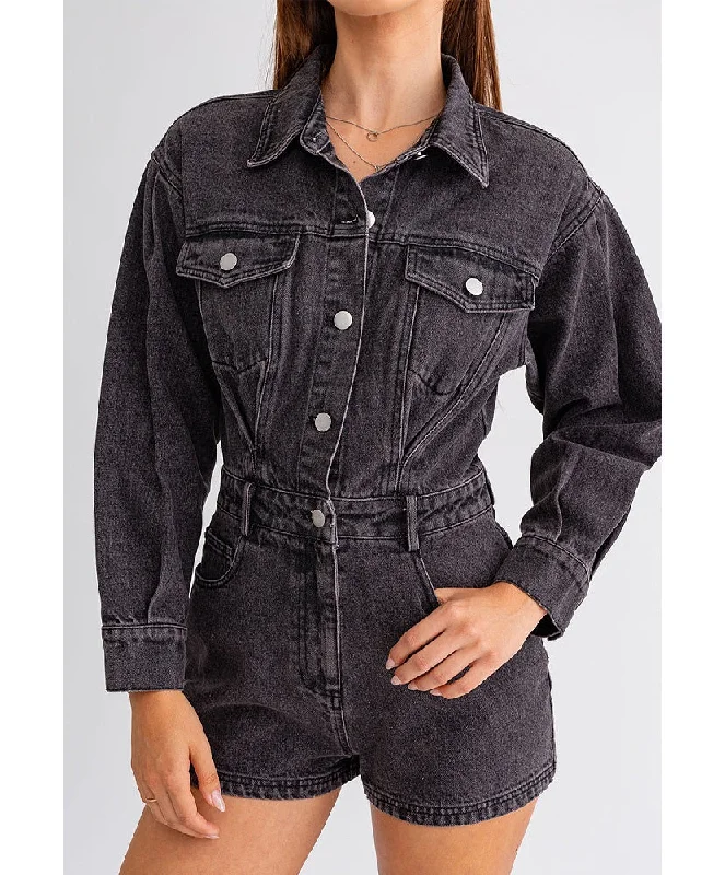 Super Bargain Be My Darlin Long Sleeve Denim Romper