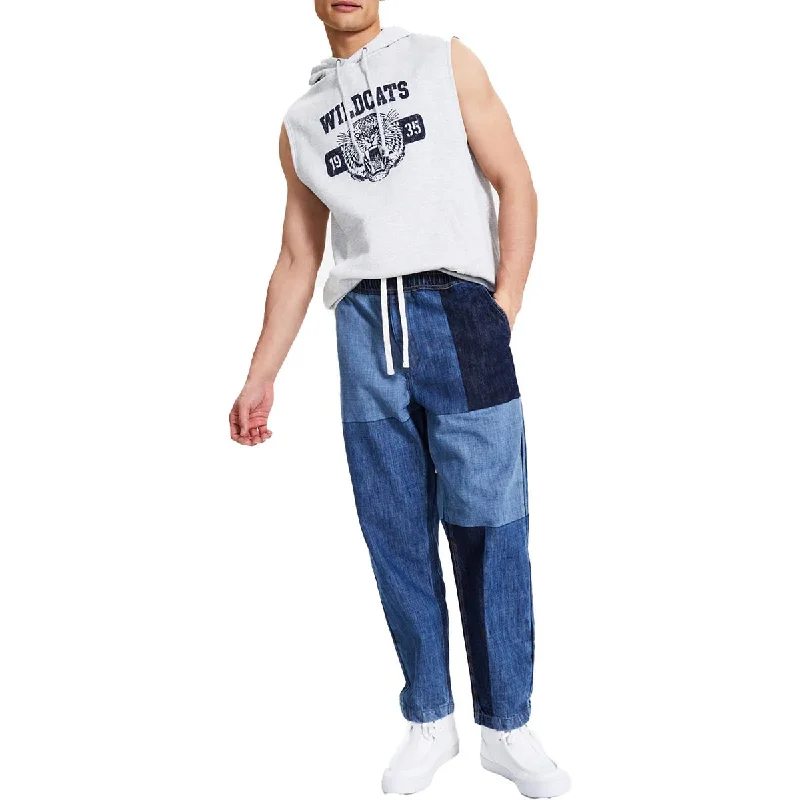 Midnight Sale Sun + Stone Mens Relaxed Fit Colorblock Straight Leg Jeans