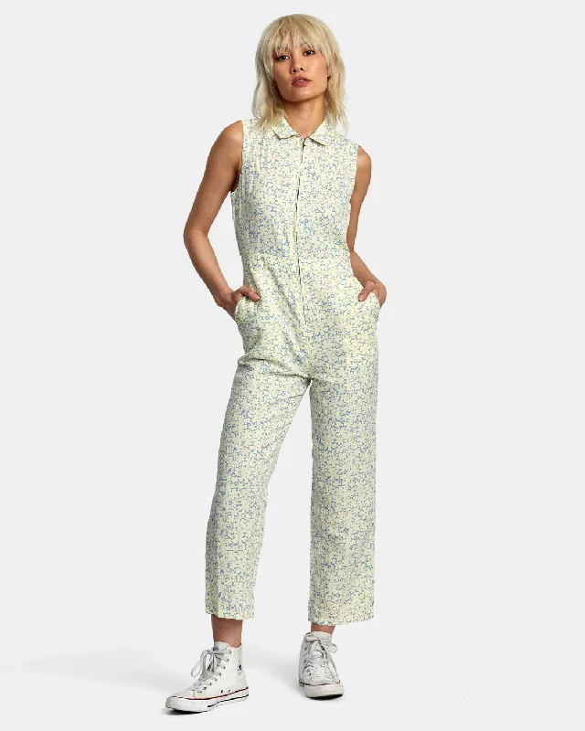 Grand Opening Sale Sunny Linen Jumpsuit - Lemon