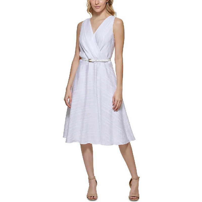 Don't Wait Tommy Hilfiger Womens Belted Midi Wrap Dress