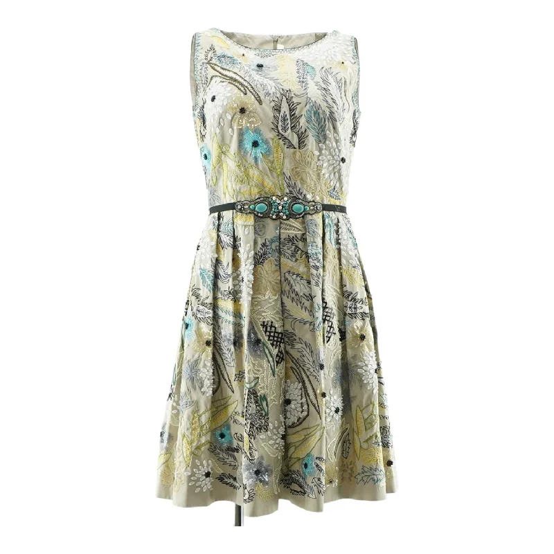 Super Sale Twill Silk Intricately Floral Embroidered Dress