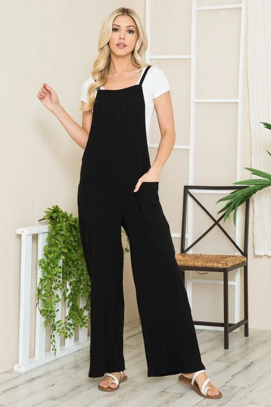 One-DAY Sale Wide Leg Premium Cotton Rib Overalls