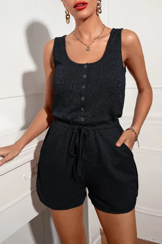 Limited Edition Women Jumpsuit Sleeveless Jumpsuit Short Set Button Down Short Romper