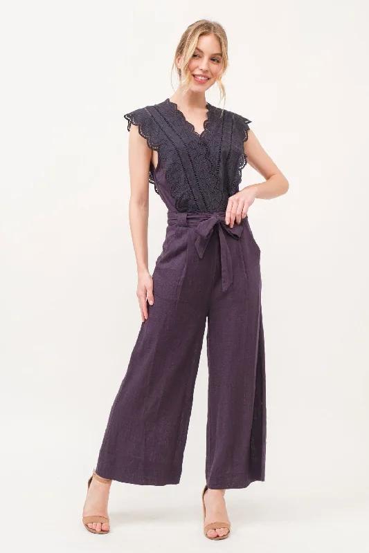 Hurry In And The Why Laced Surplice Tie Waist Jumpsuit