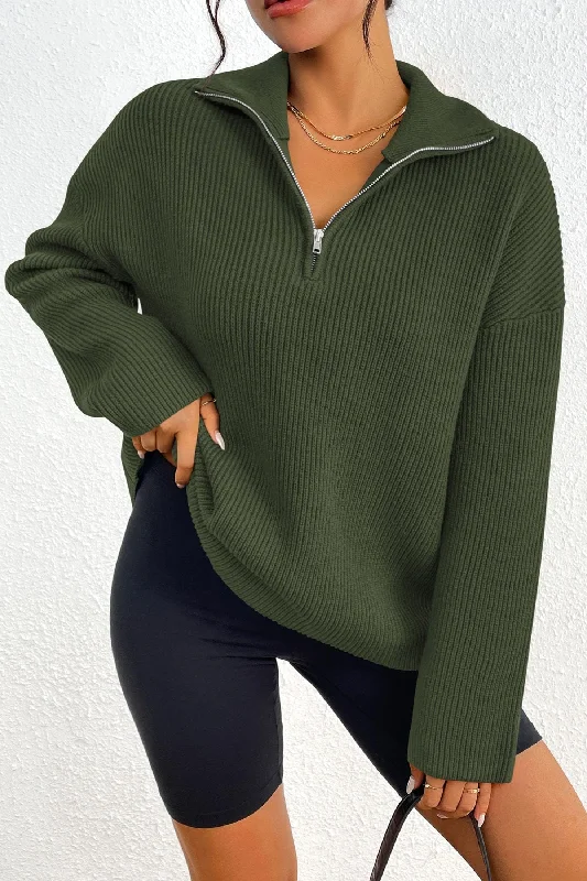 Last Chance Women's Fall Chunky Knit Sweaters Long Sleeve Collared Quarter Zip Pullover Jumper Tops Last Chance Women's Fall Chunky Knit Sweaters Long Sleeve Collared Quarter Zip Pullover Jumper Tops